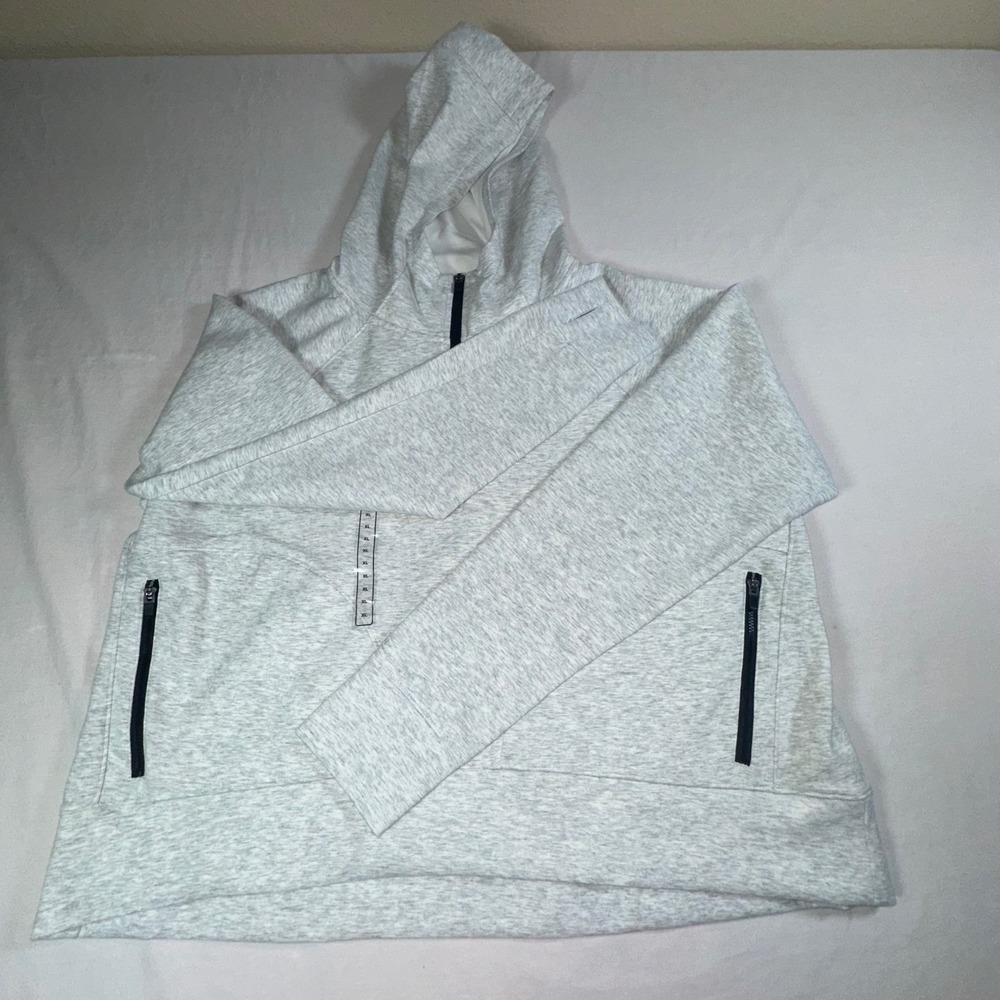 DSG Women's Light Heather Gray Sport Fleece Quarter Zip Hoodie XL Thumbholes